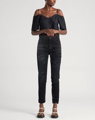 Woman Jeans Black Size 25 Cotton, Elastane