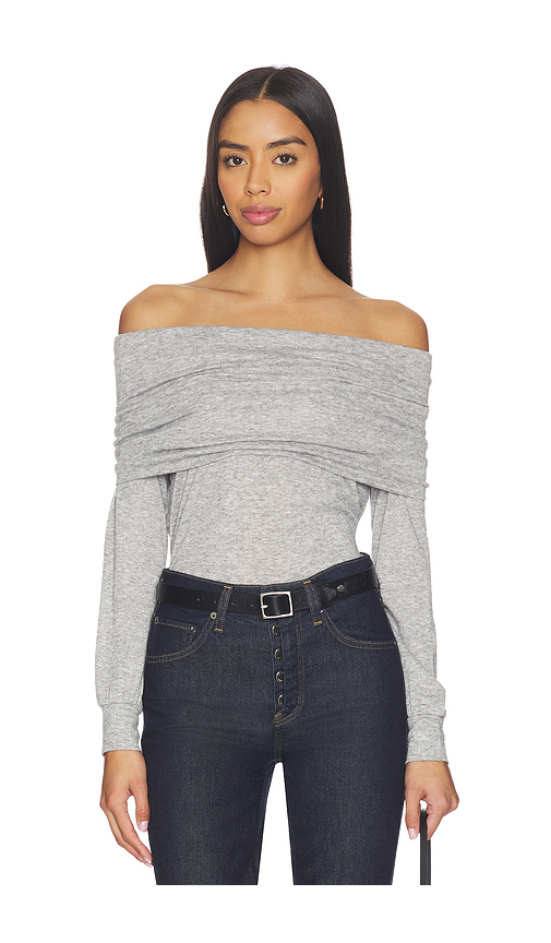 Bobi Off The Shoulder Date Top in Light Grey. - XS also in S, M