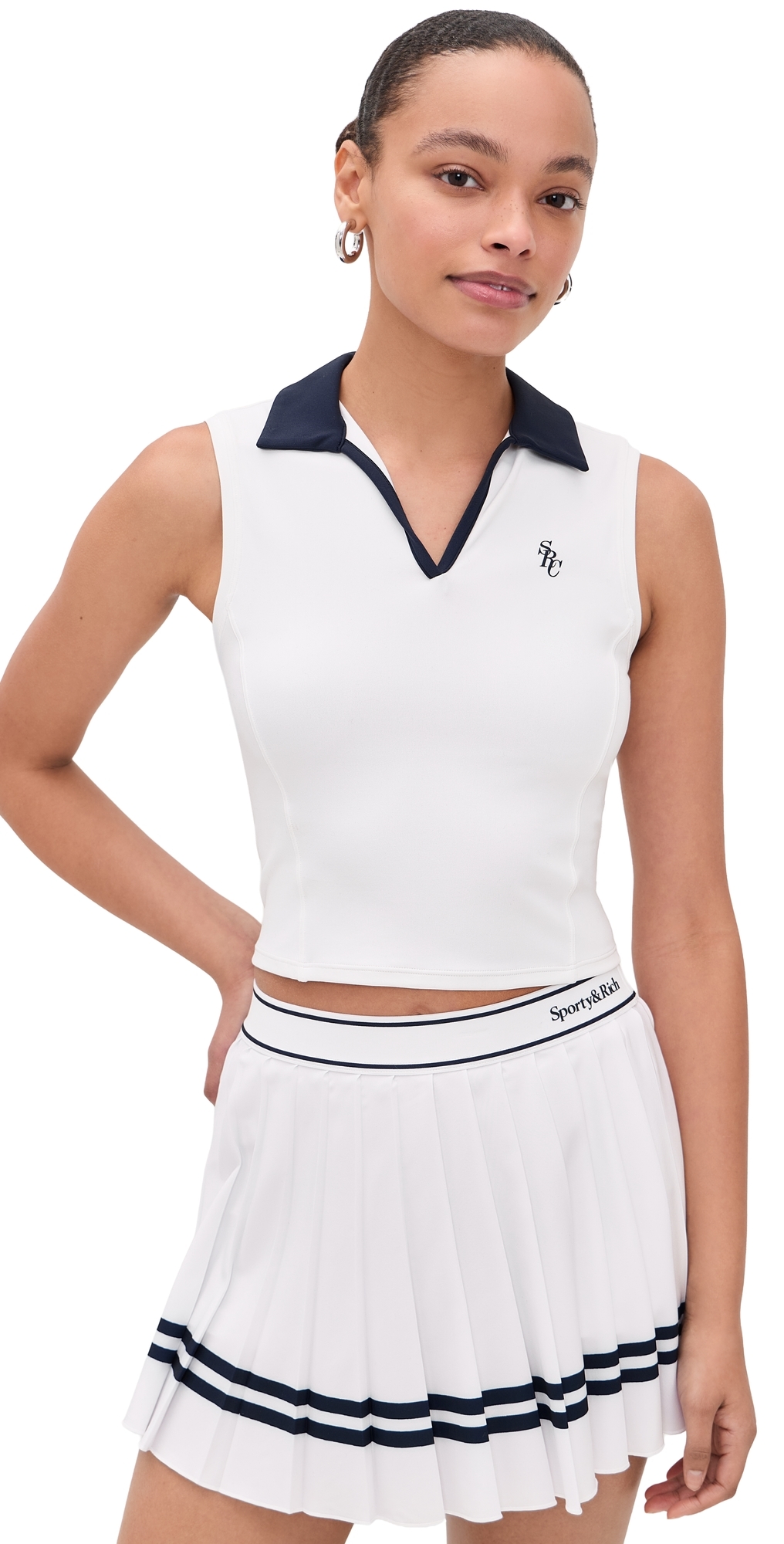 SRC Sports Polo Vest White/Dark Navy