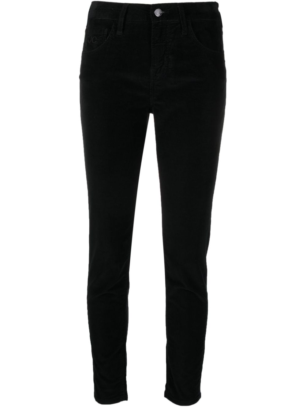 Mid-rise cotton-blend skinny trousers - Black