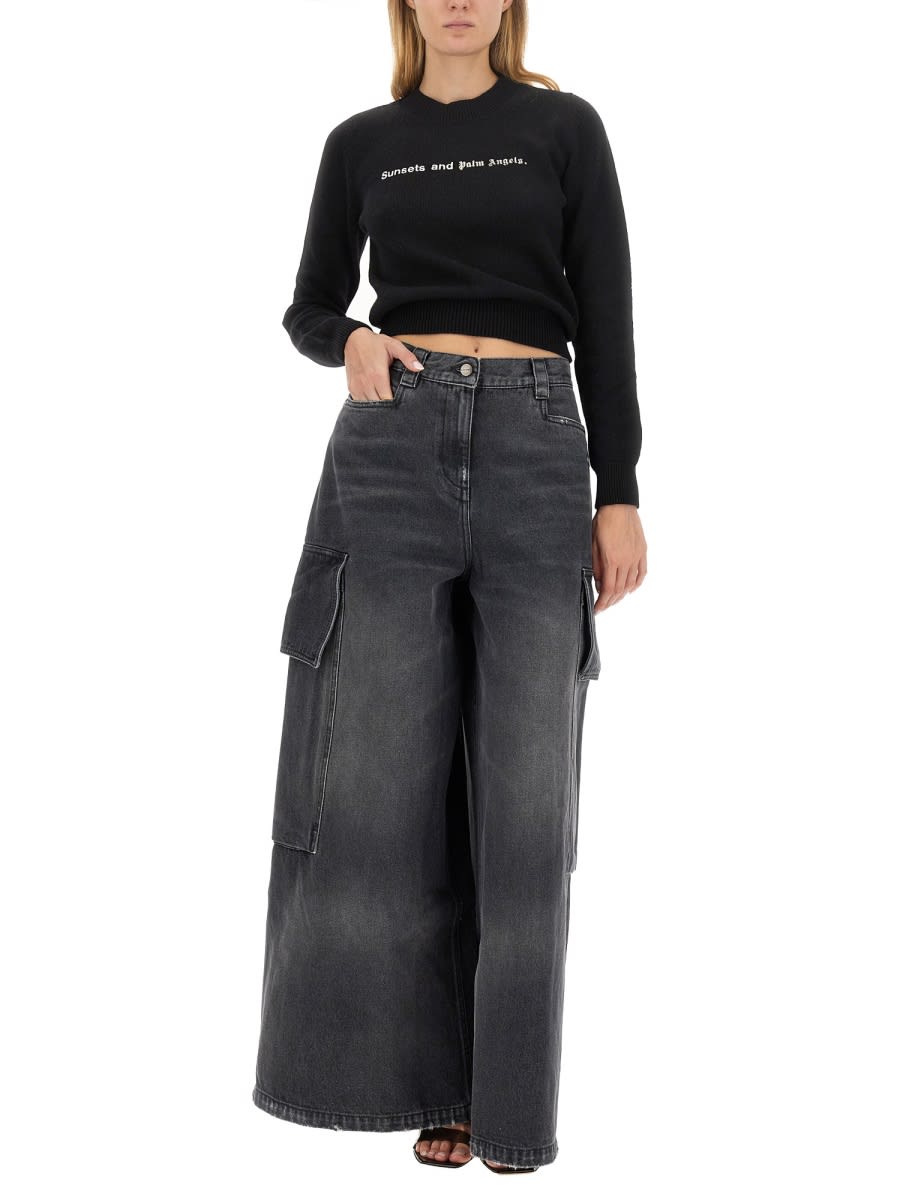 Sunsets-embroidered merino-blend jumper - Black