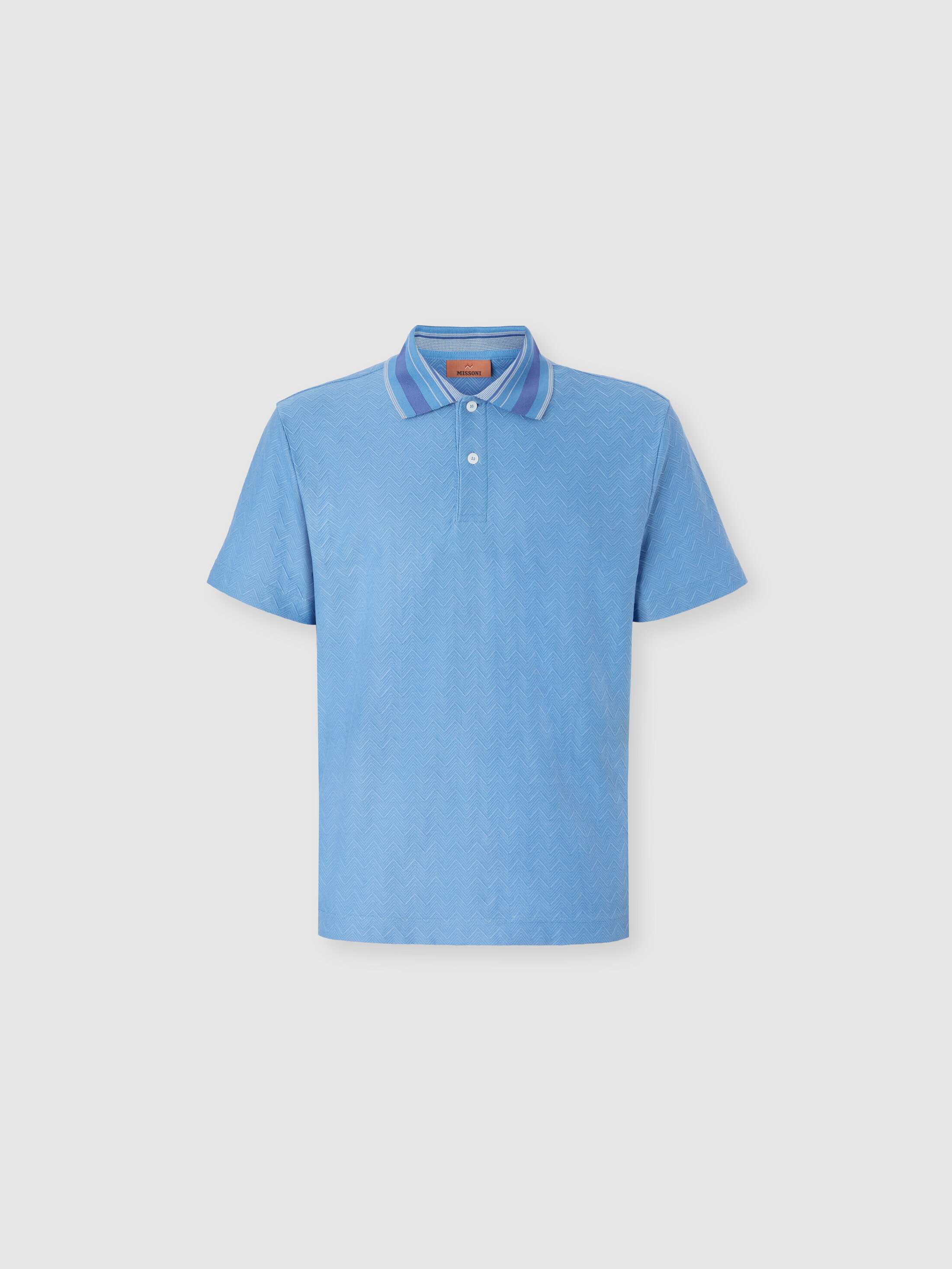 Missoni - Jacquard cotton polo shirt with tone-on-tone zigzag design, Men, Green