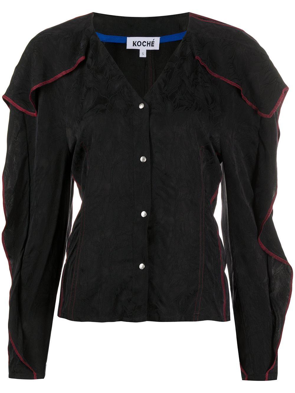 Ruffle-trimmed jacquard shirt - Black
