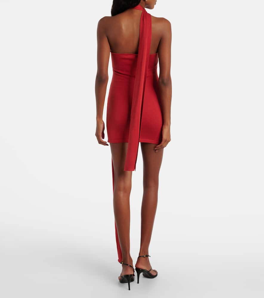 Draped silk-blend jersey minidress
