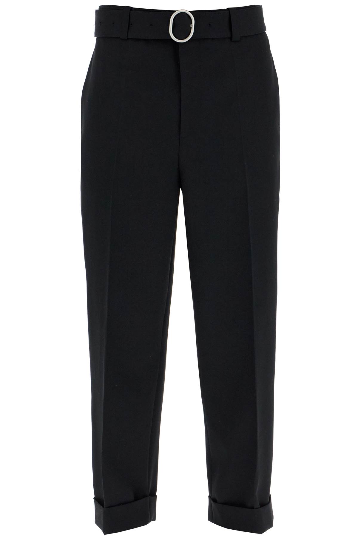 -Belted Trousers Nero-Uomo