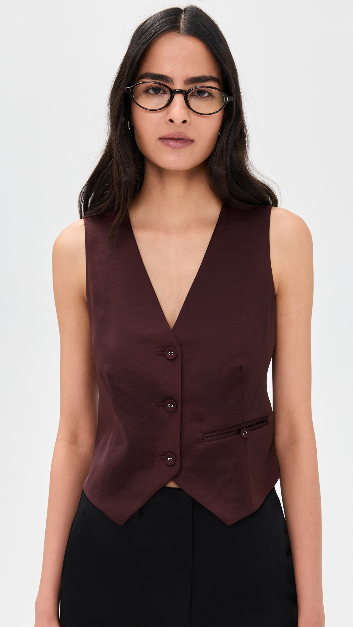Simone Satin Vest Mahogany