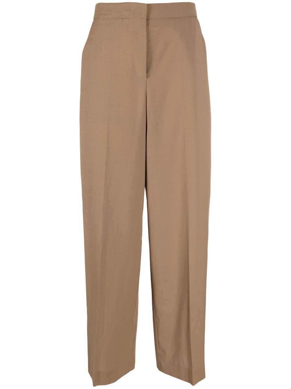 High-waisted straight-leg trousers - Neutrals