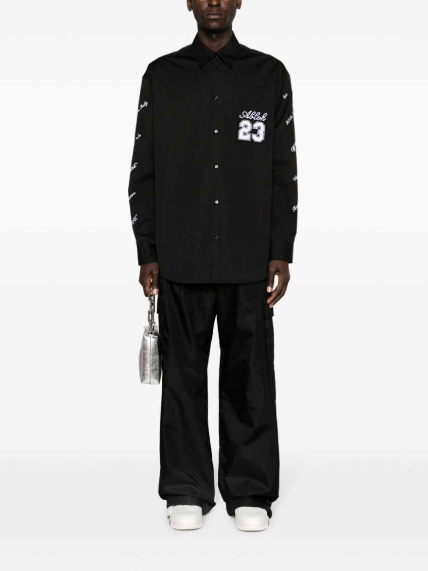23 Heavycot cotton overshirt - 1001 BLACK WHITE