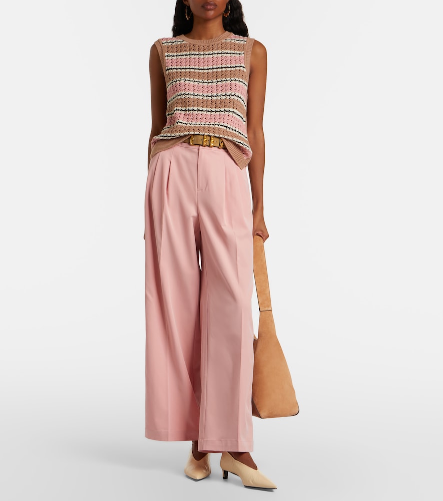 Deeley striped cotton pointelle top