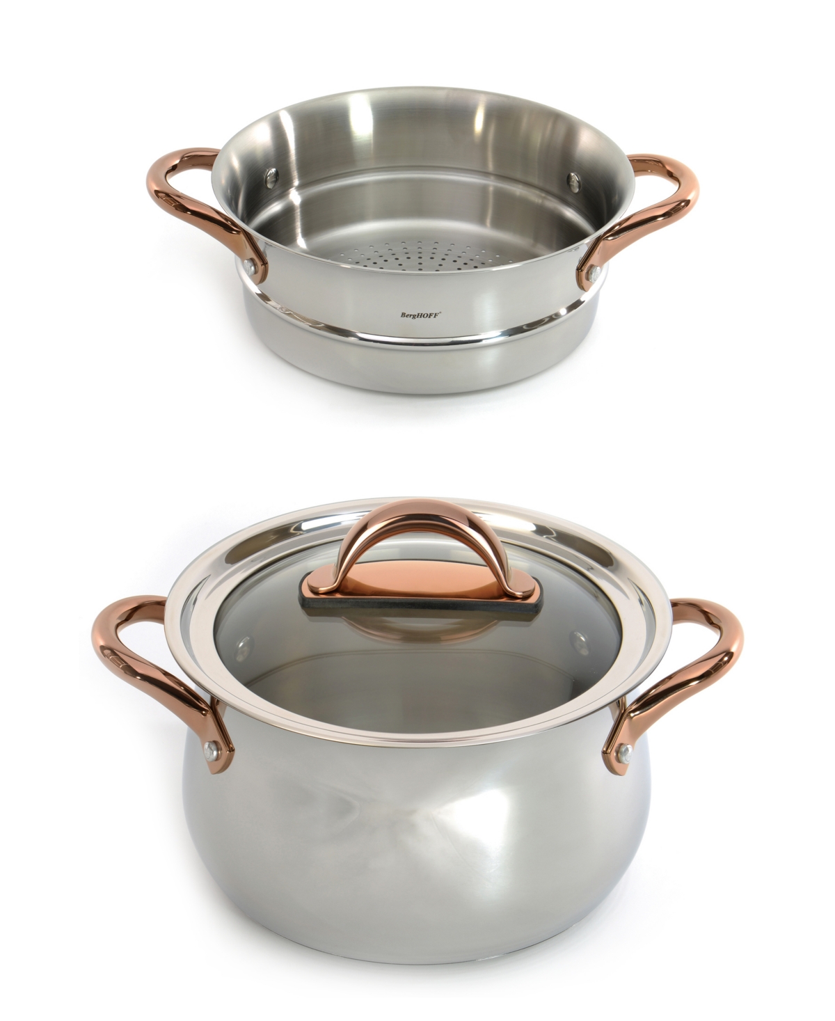 18/10 Stainless Steel 3 Piece Steamer Set - Silver