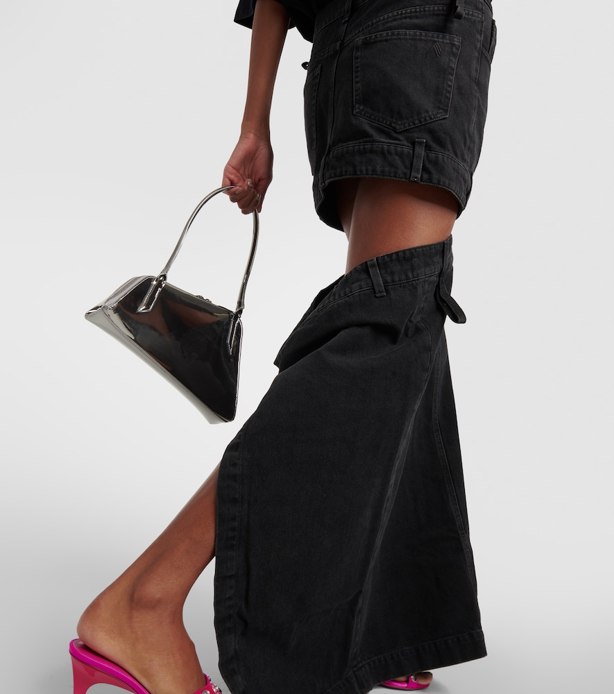 Deconstructed denim maxi skirt