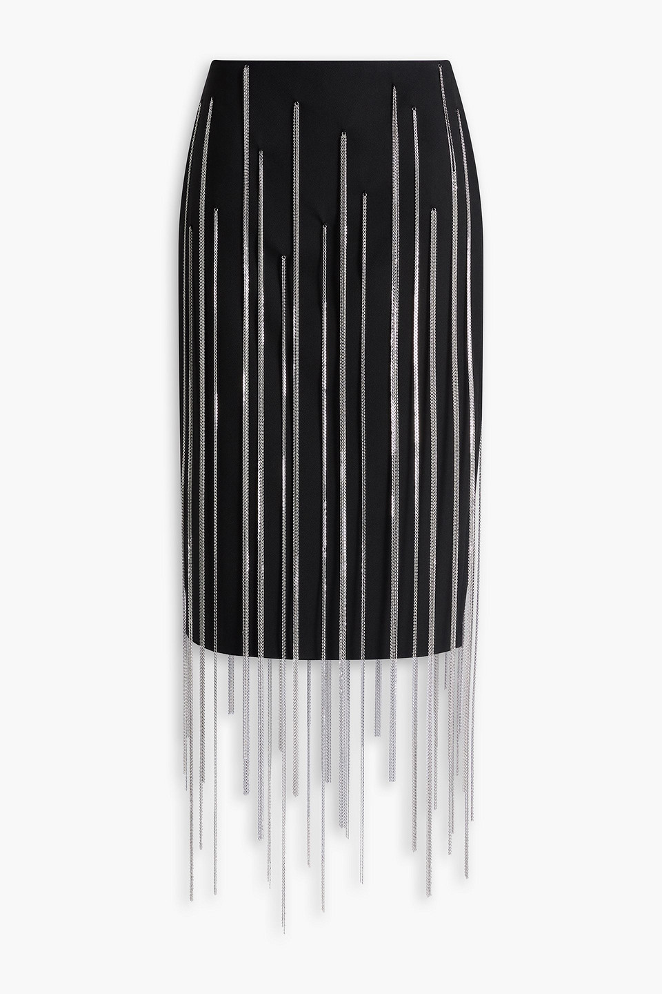 Chain-embellished grain de poudre pencil skirt - Black - UK 8