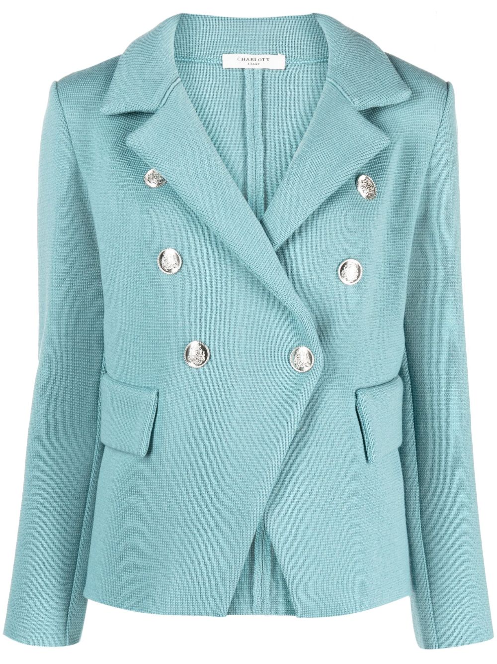 Double-breasted wool blazer - Blue