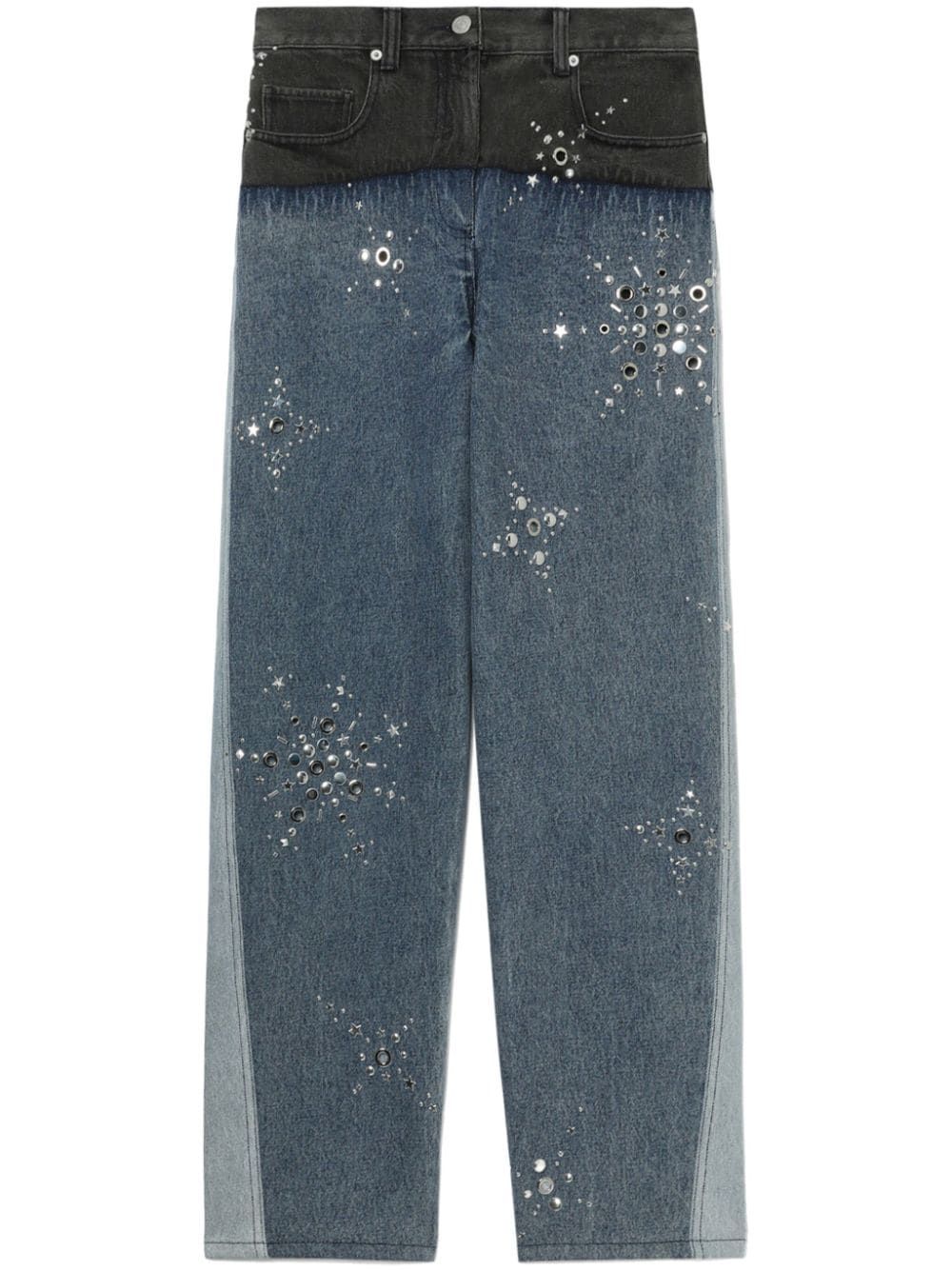 Eyelet-detail straight-leg jeans - Blue