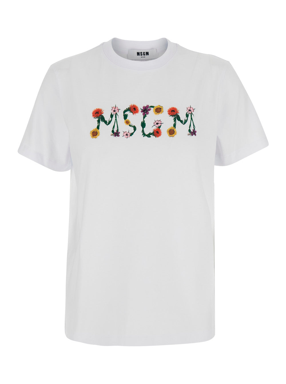 Floral Logo-Printed Cotton T-shirt — White