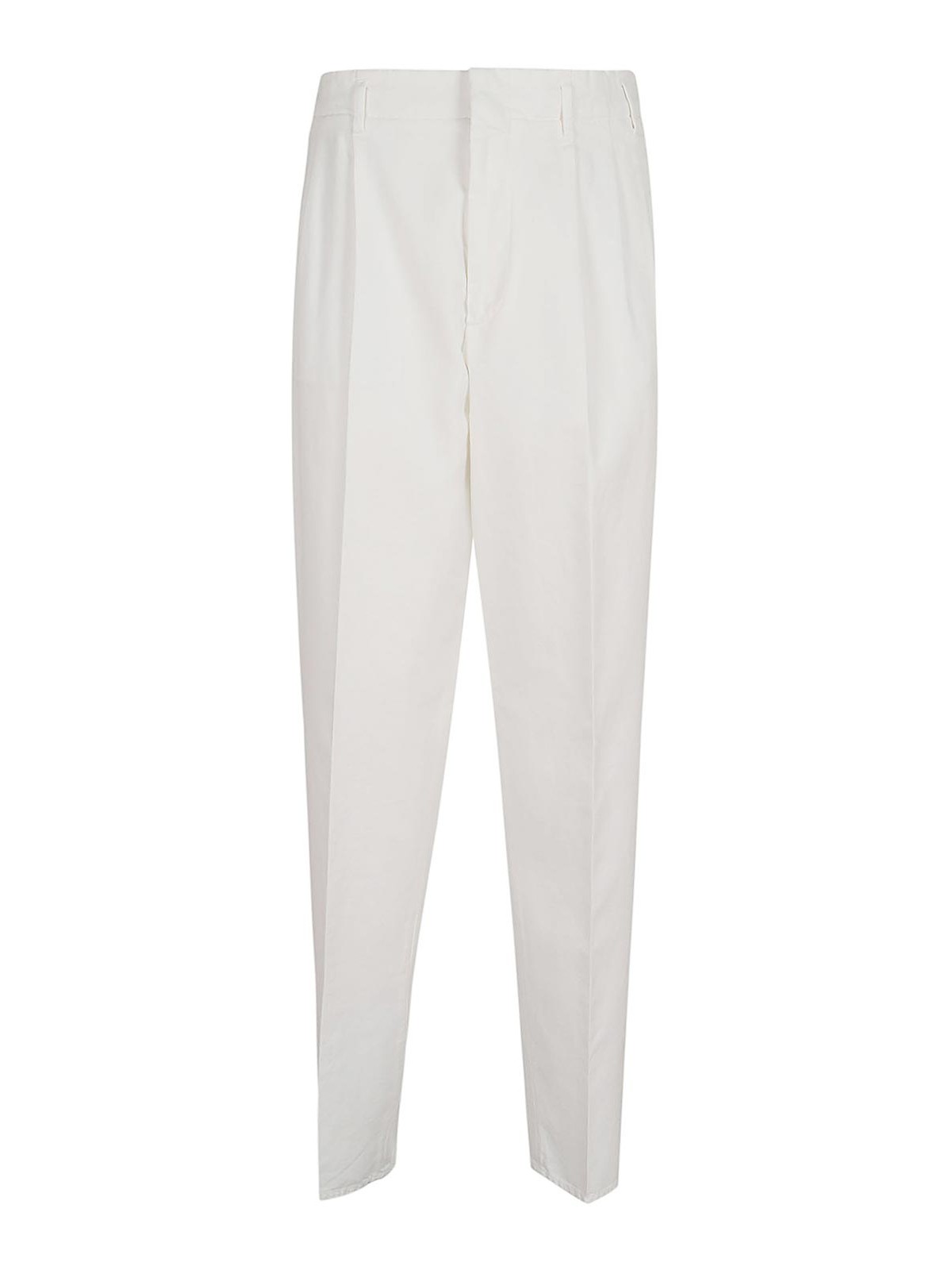 Pressed-crease cotton trousers - White