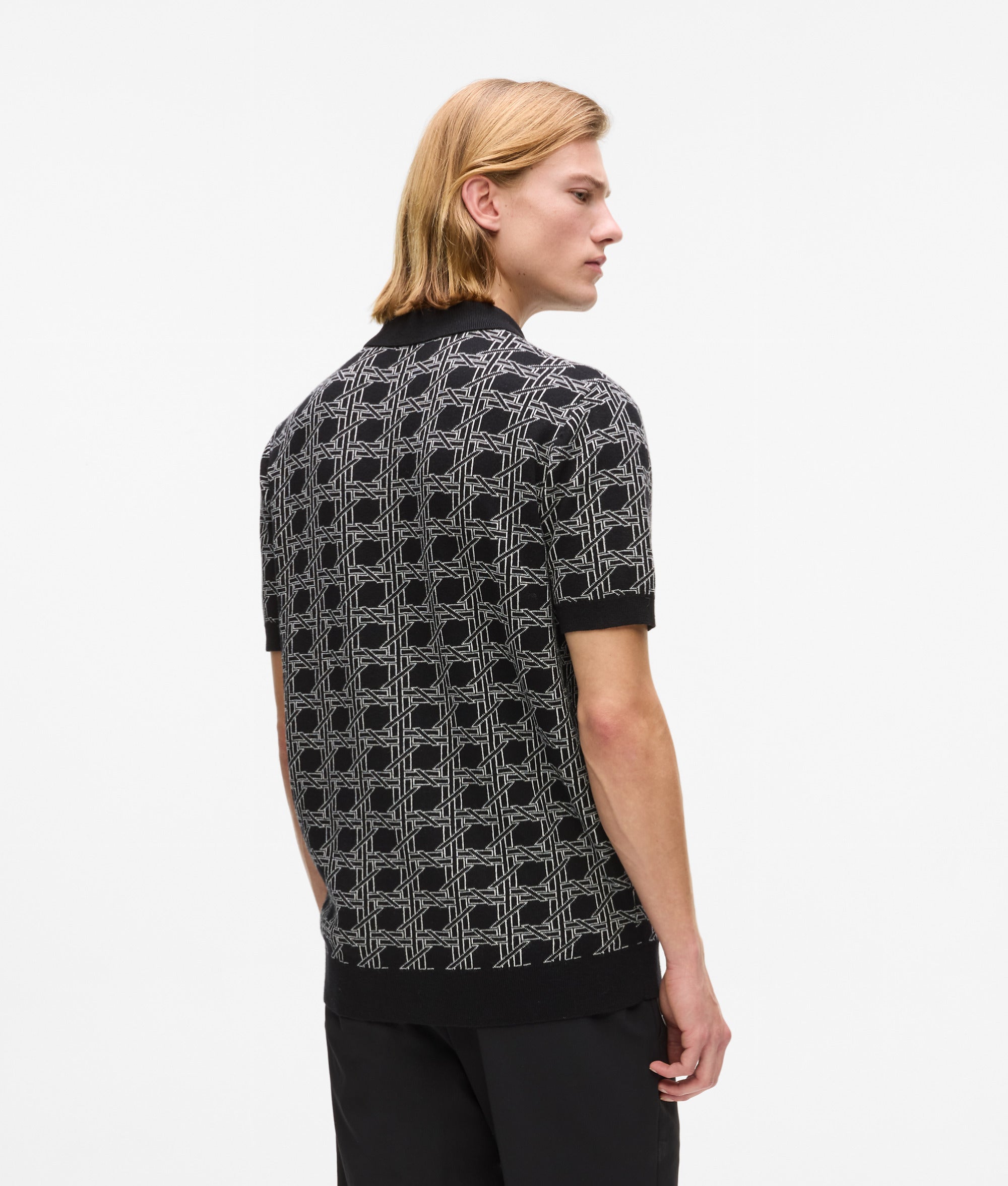 Karl Lagerfeld - Strick-polo-shirt, Herren, Schwarz/weiss, Größe