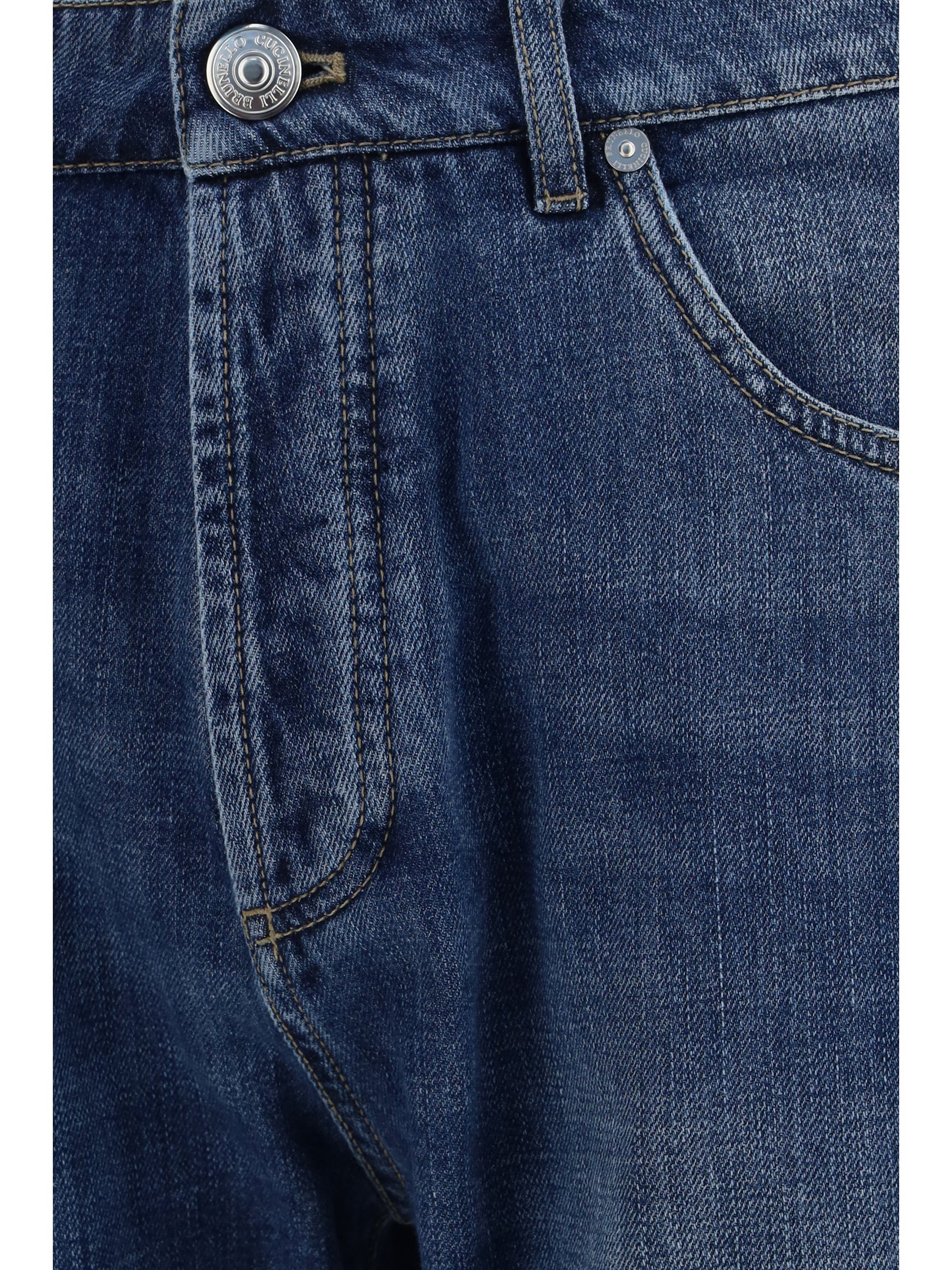 Five-Pocket Straight Jeans — Blue