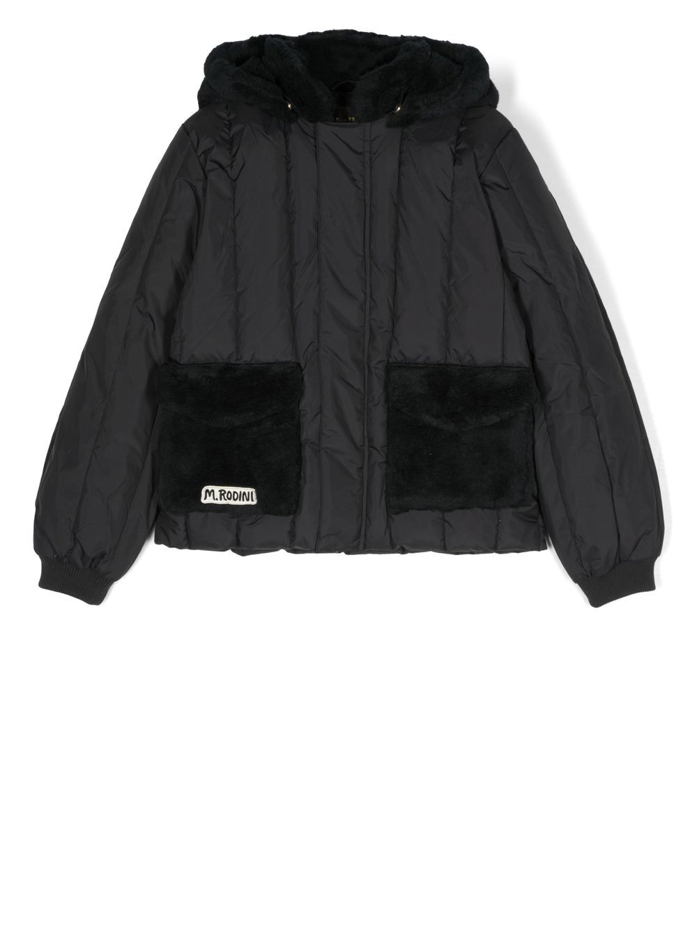 Logo-patch hooded jacket - Black