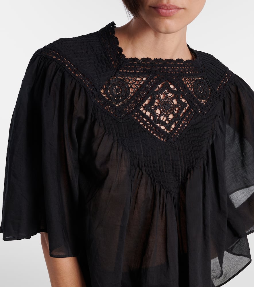 Garia lace-trimmed cotton blouse