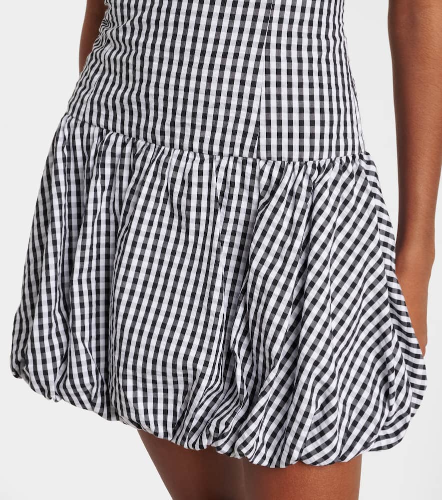 Gingham gathered cotton poplin minidress