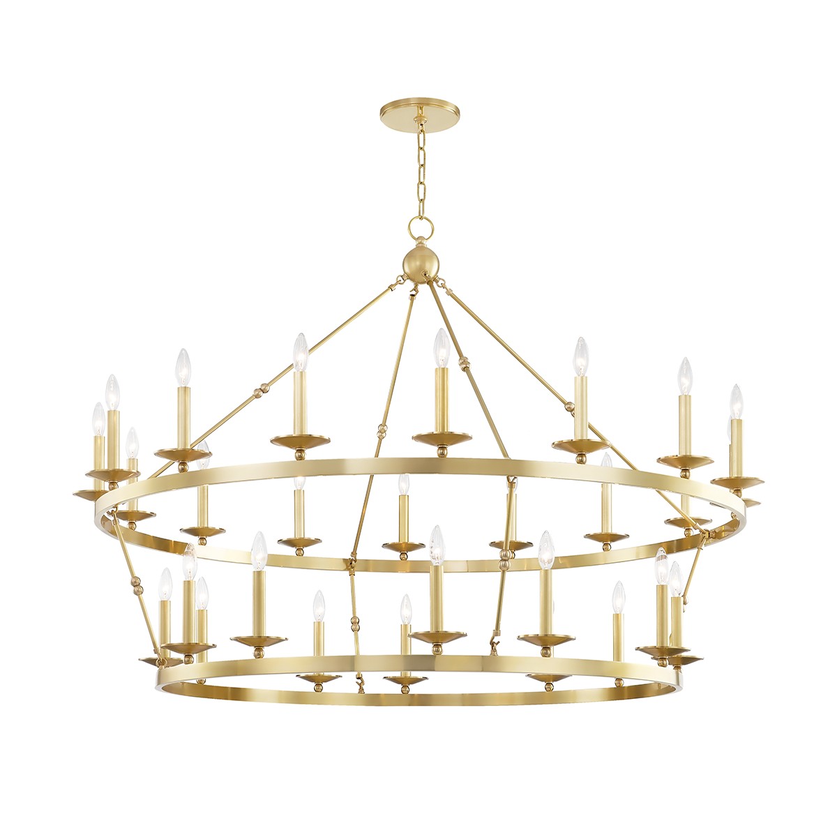 Aged Brass 28 Light Chandelier from the Allendale Collection