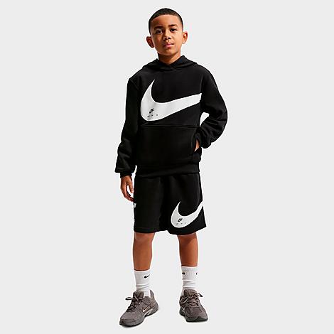 Big Kids Sportswear Swoosh Club French Terry Shorts in Black/White
