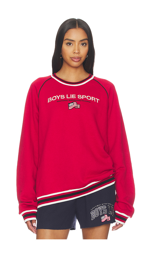 Boys Lie Sport Kara Crewneck Sweatshirt in Red. M/L. Also in