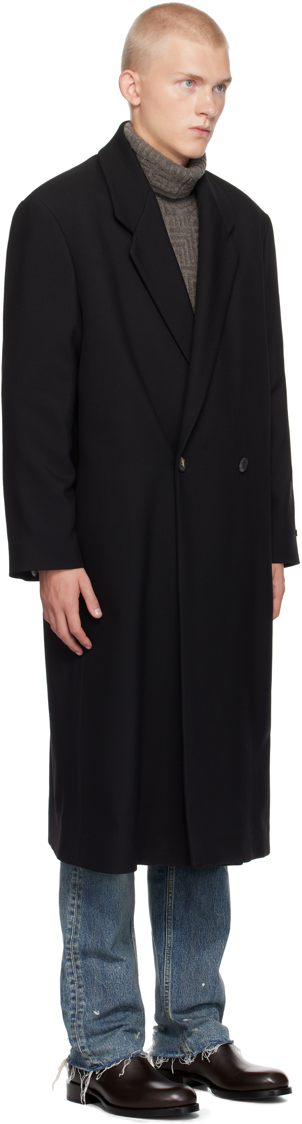 Fear of God Black Wool Gabardine Classic Coat