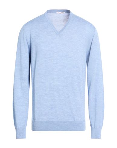 Man Sweater Light blue Size 46 Merino Wool