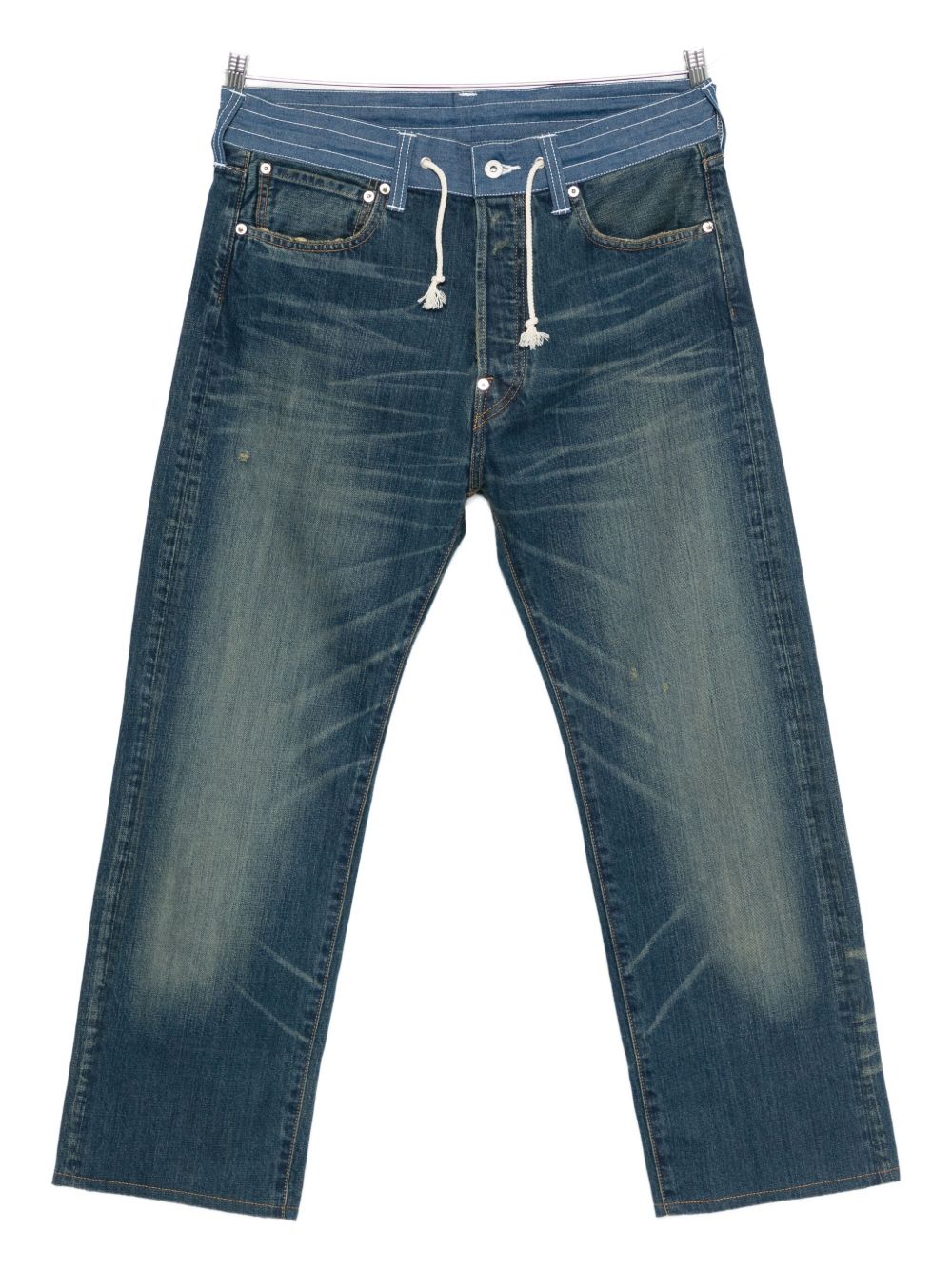 Contrast Waistband Jeans — Blue