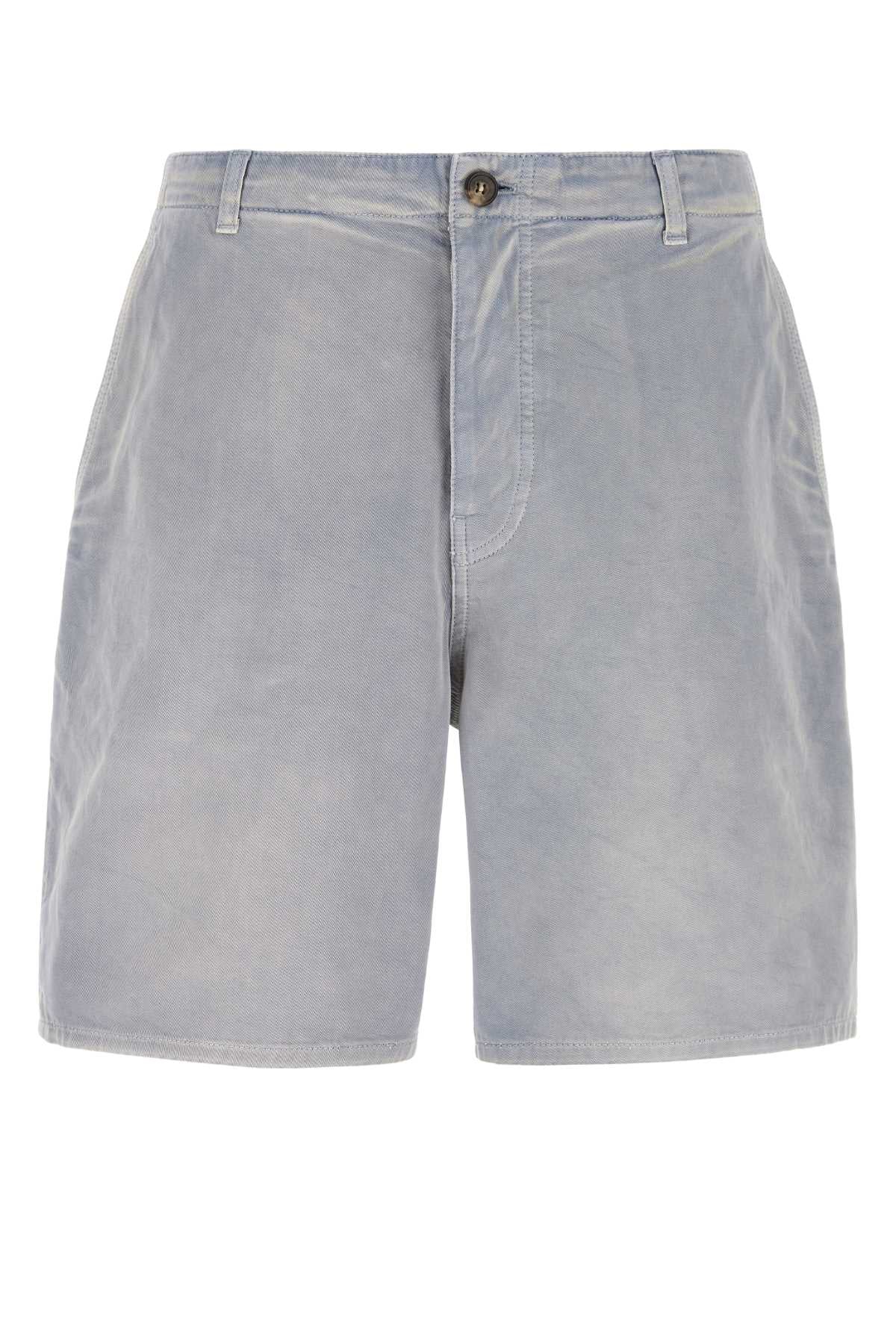 Gabardine Cotton Bermuda Shorts — Blue