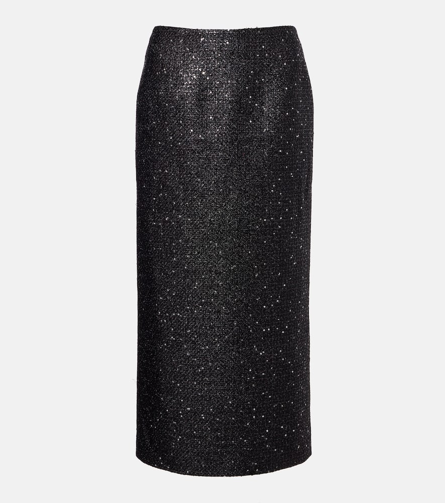 Sequined lamé tweed pencil skirt