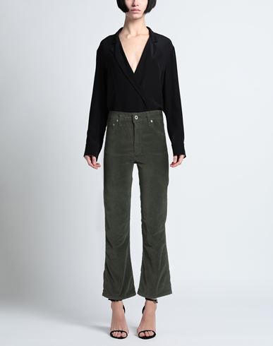 Woman Pants Military green Size M Cotton, Elastane