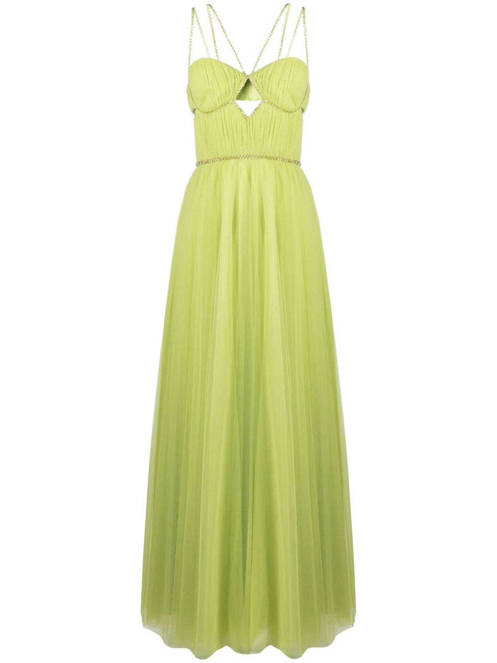 Winnie bead-trim tulle maxi dress - Green