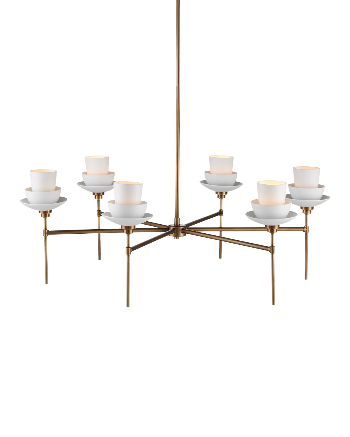 Antique Brass White Chandelier from the Etiquette Collection