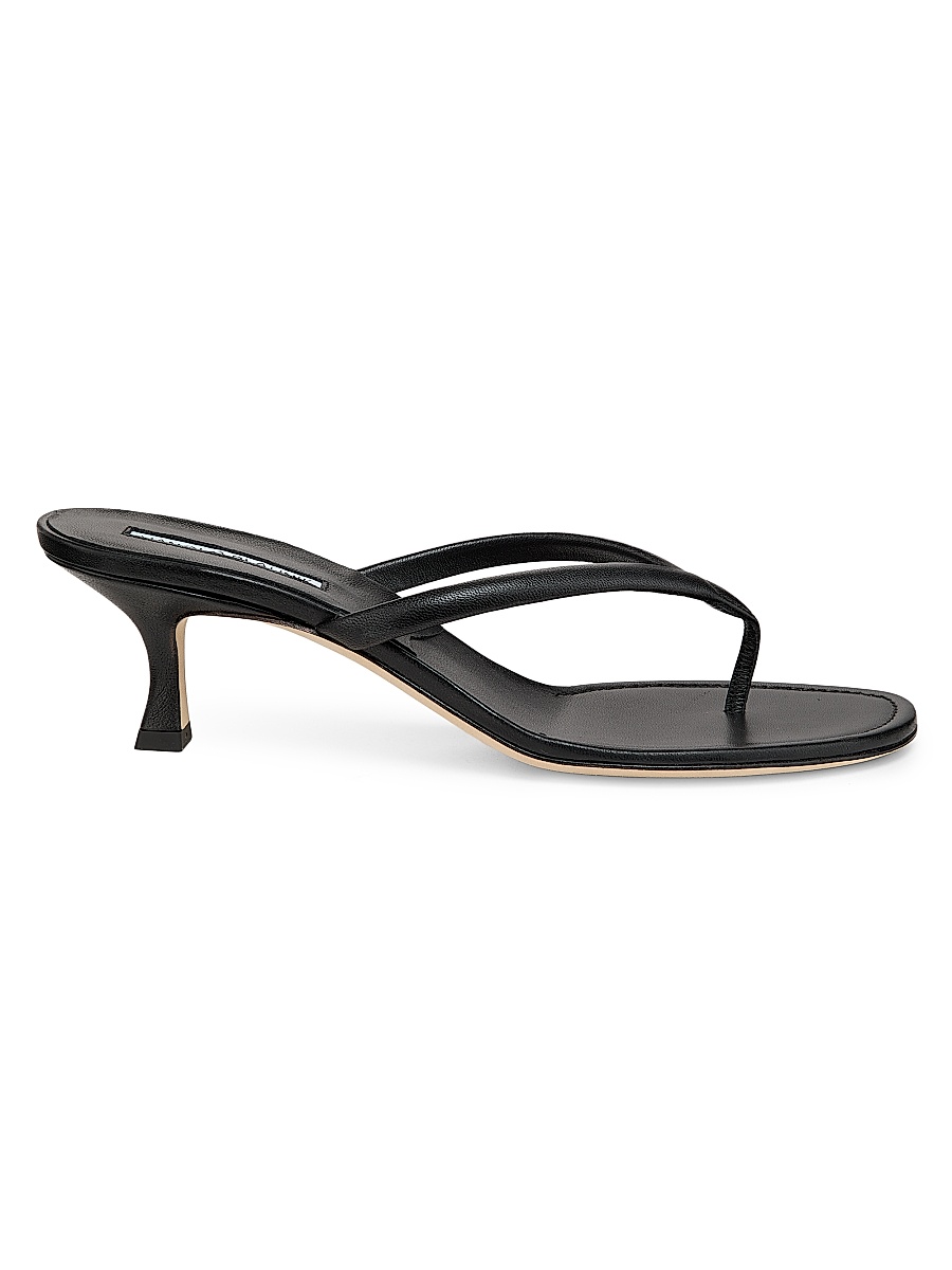 Women's Paterno 50MM Leather Thong Sandals - Black