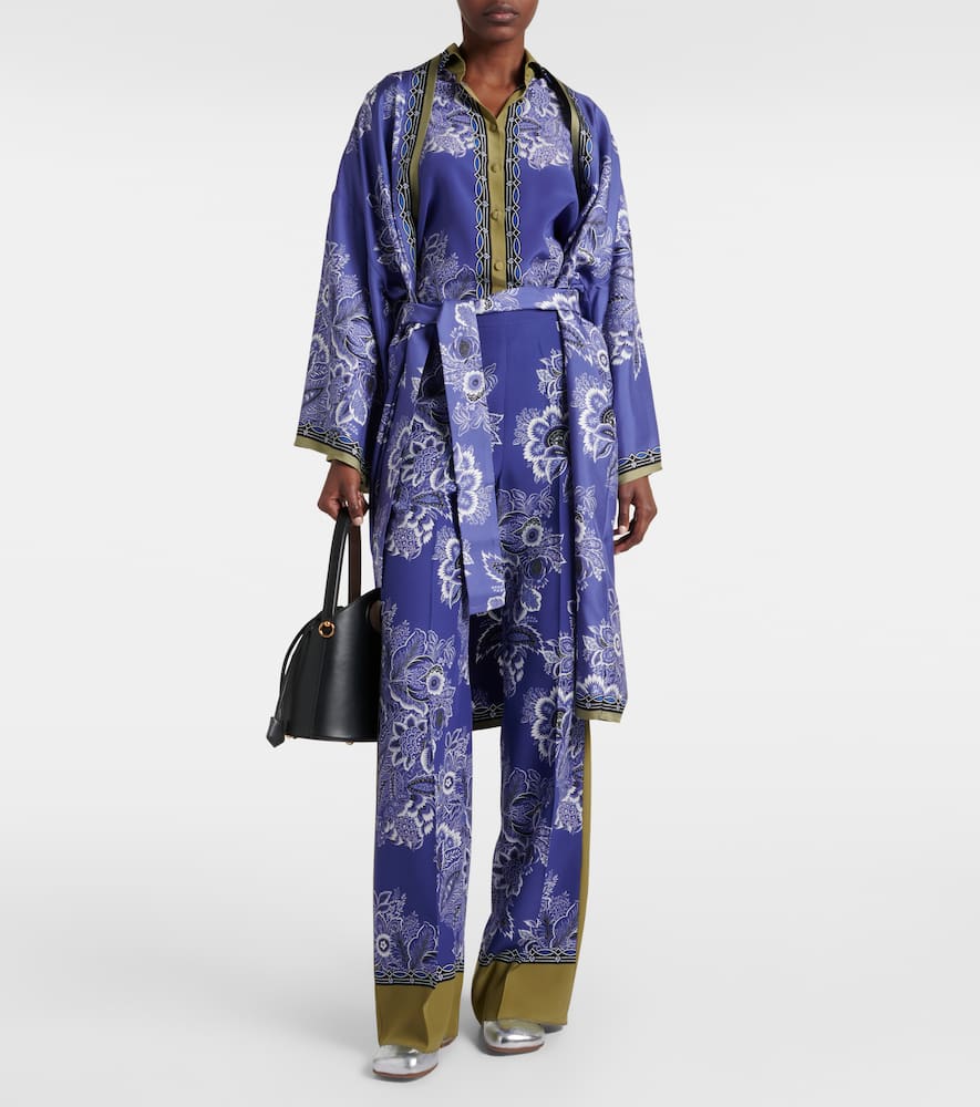 Paisley high-rise silk wide-leg pants