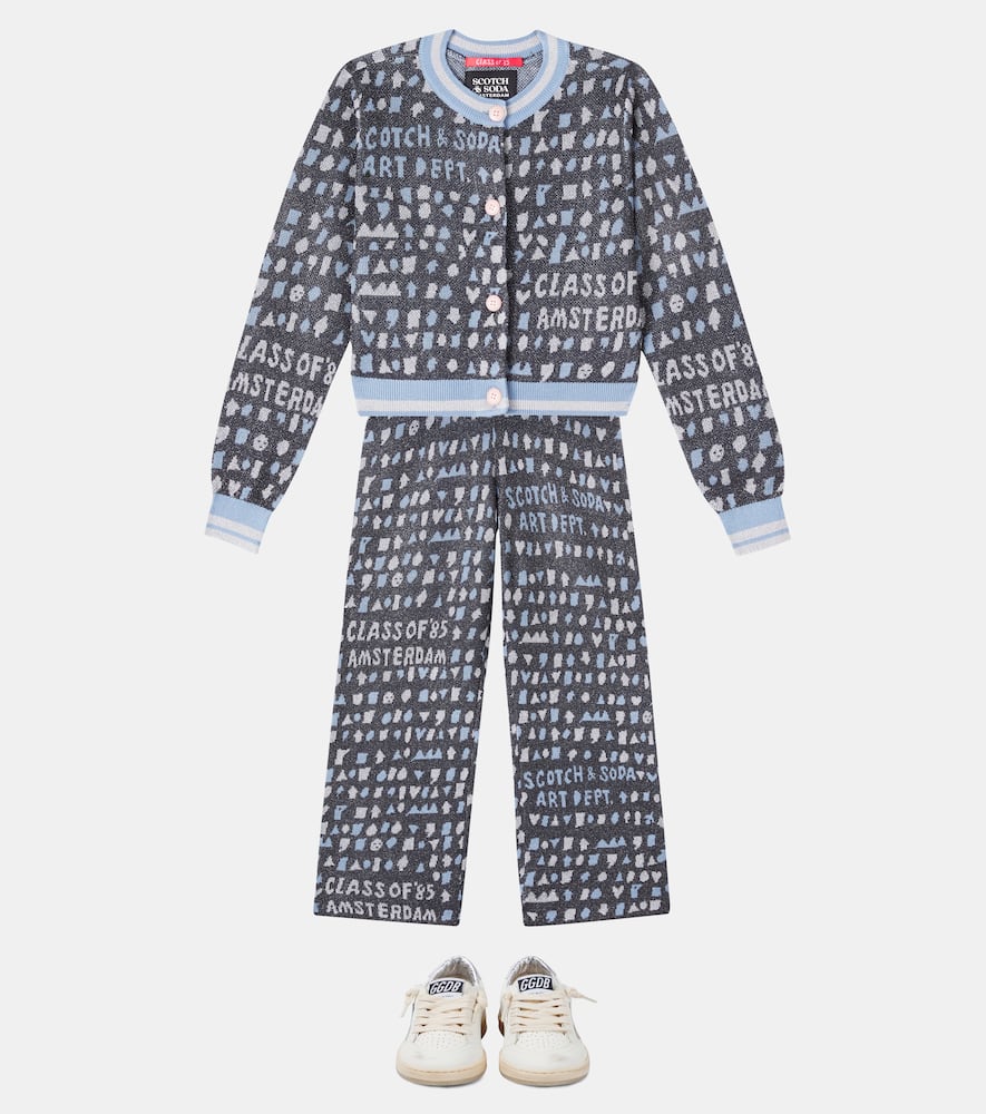Cropped jacquard cardigan