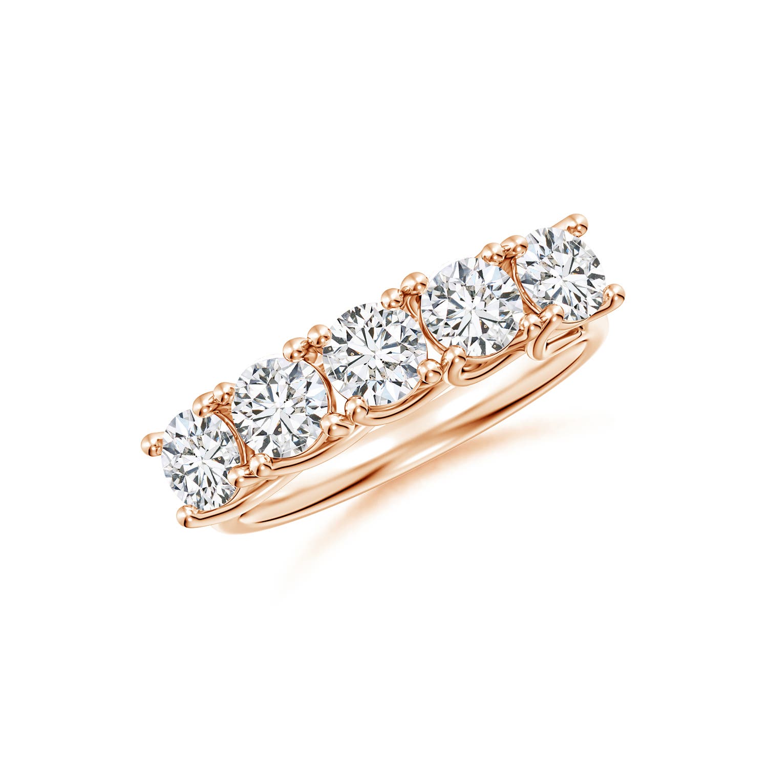 Angara 1.5 Carats Half Eternity Five Stone Diamond Wedding Band in 18K Rose Gold