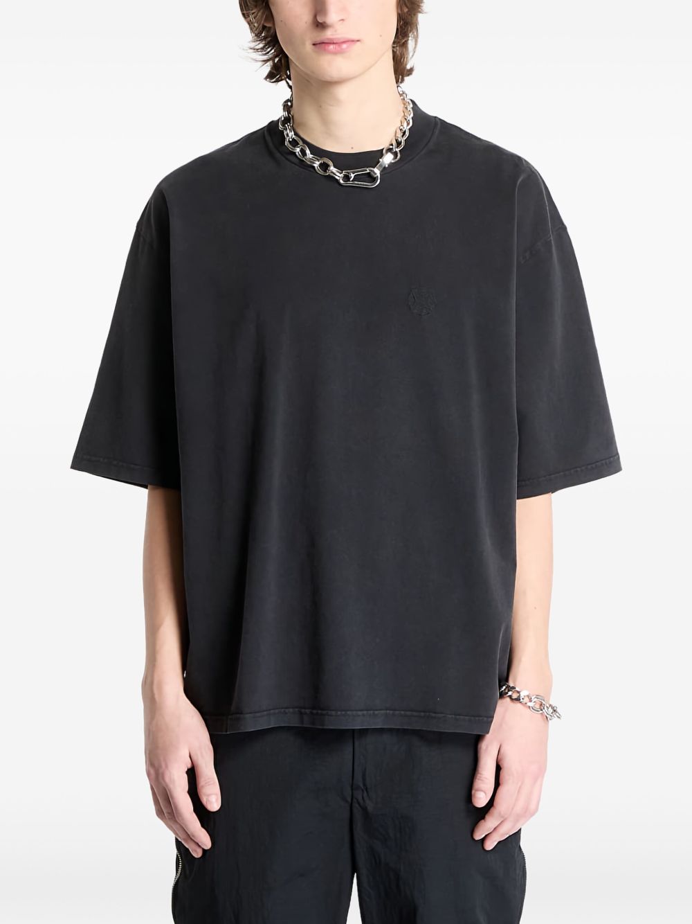 Logo-embroidered cotton t-shirt - Grey