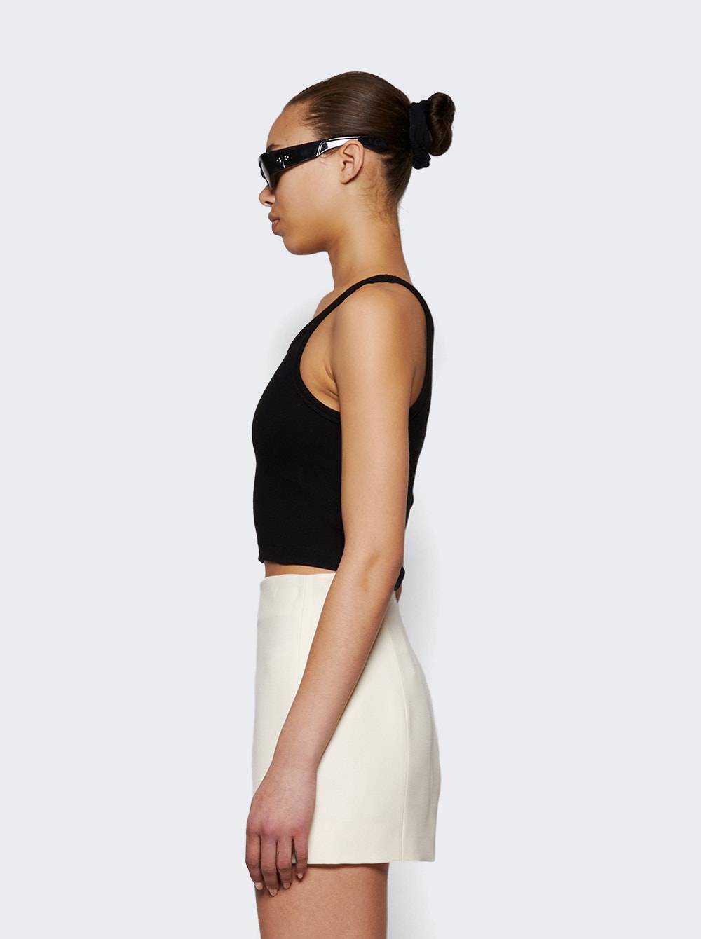 Scoop-neck cropped top - Black
