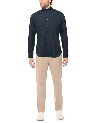 Man Shirt Midnight blue Size 15 Cotton, Nylon, Elastane