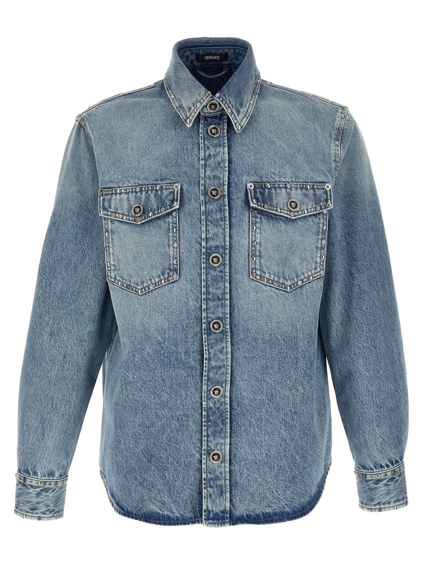 Shirt Denim Stop Denim And Studs + Stone Wash Light Blue Casual Blue