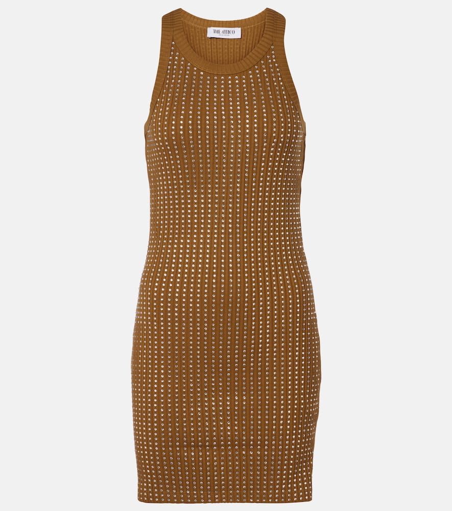 Embellished cotton jersey minidress