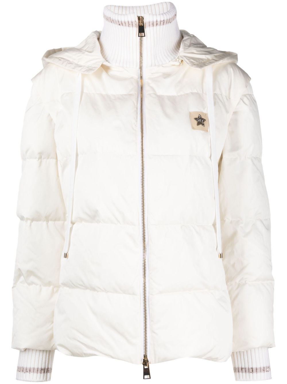 Logo-patch padded jacket - White
