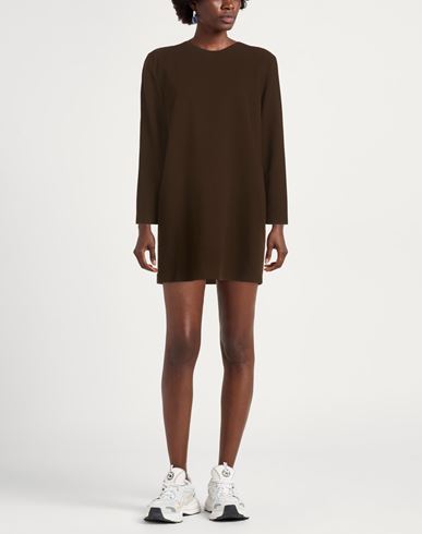 Woman Mini dress Chocolate brown Size 10 Cotton, Elastane