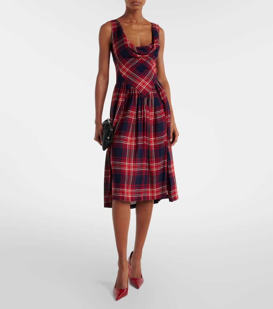 Sunday tartan draped bustier dress