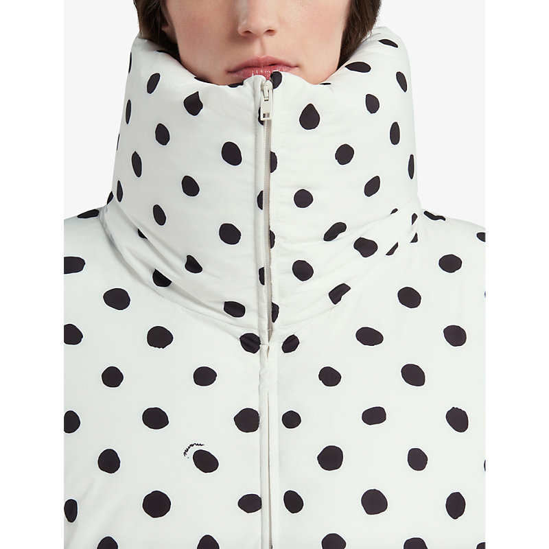 Womens Stone White Polka-dot High-neck Shell Jacket M
