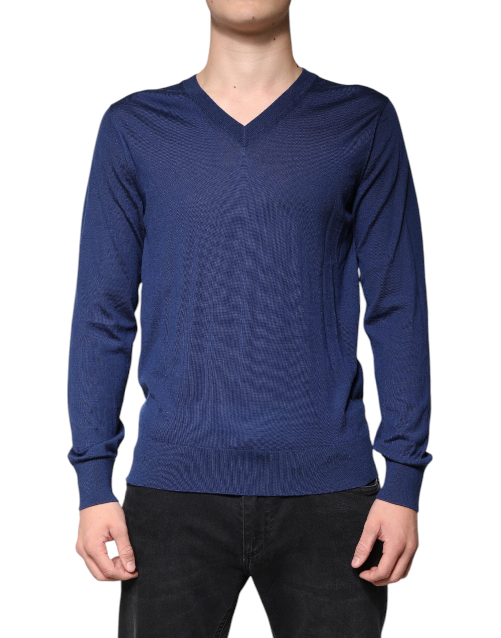 Cashmere V-Neck Sweater — Navy